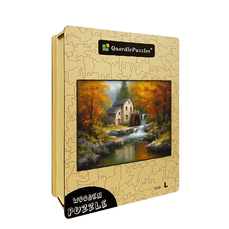 Autumn Mill by the River Wooden Jigsaw Puzzle