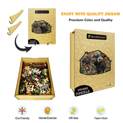 🔥LAST DAY 89% -Wildlife Cabin Wooden Jigsaw Puzzle