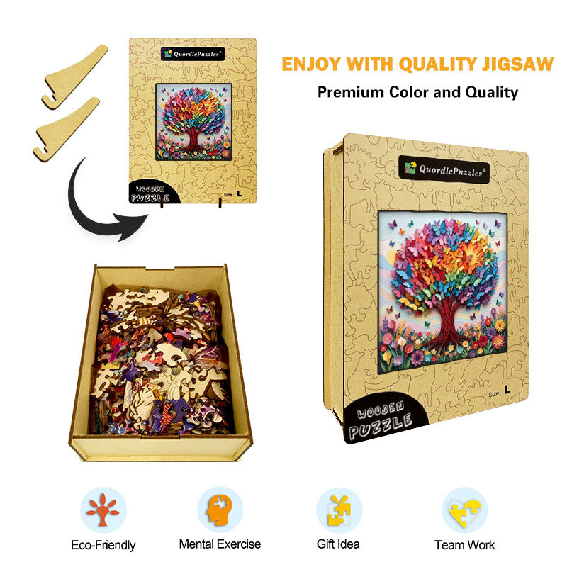 Rainbow Butterfly Tree Wooden Jigsaw Puzzle