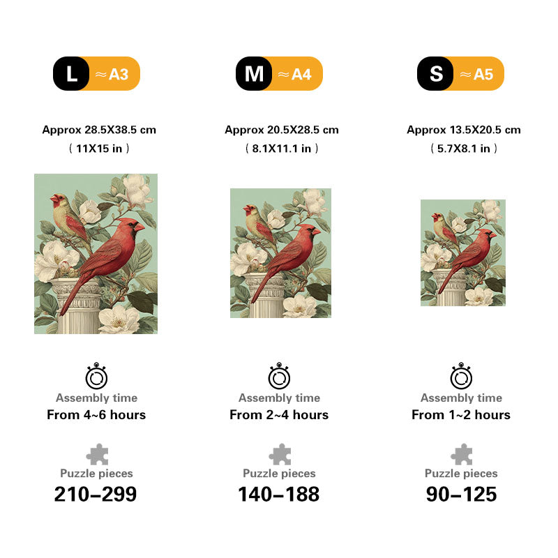 Perched Cardinals Wooden Jigsaw Puzzle