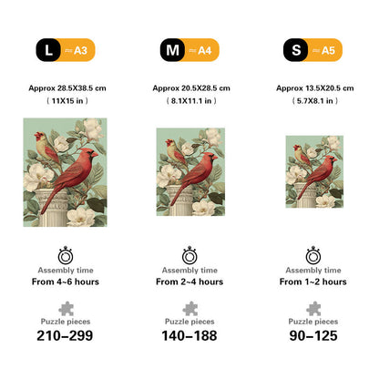 Perched Cardinals Wooden Jigsaw Puzzle
