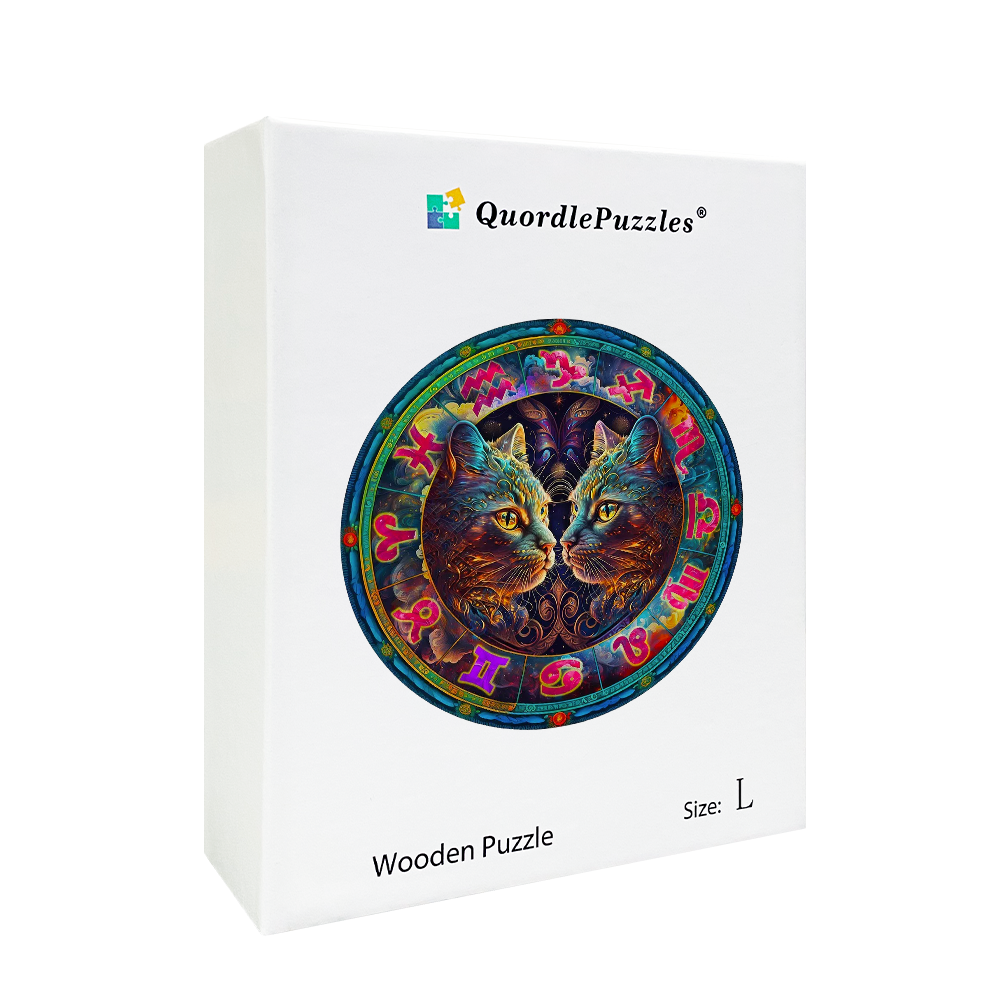 Colorful Abstract Cat Wooden Jigsaw Puzzle