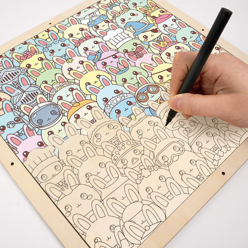 Bunnies- Wooden Coloring Puzzle
