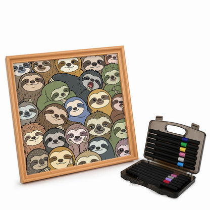 Lazy Sloths - Wooden Coloring Puzzle