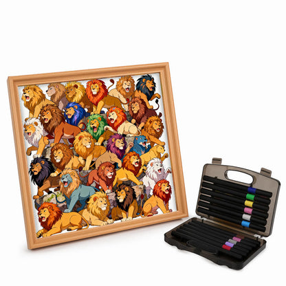 Majestic Lions - Wooden Coloring Puzzle