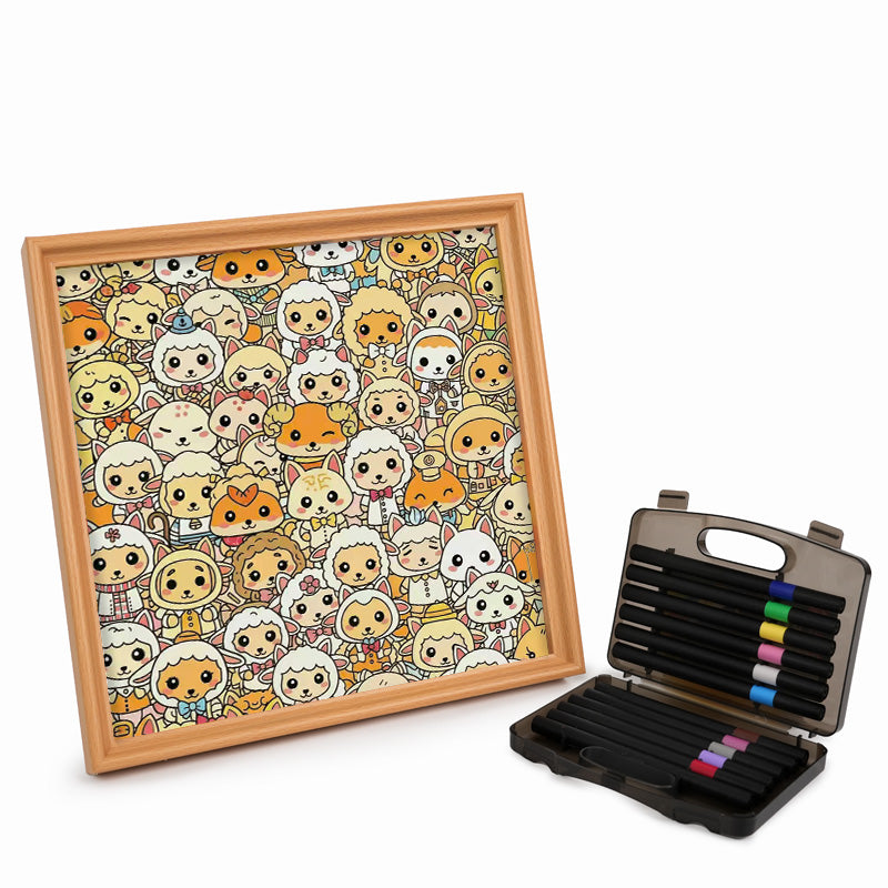 Sheep Friends - Wooden Coloring Puzzle