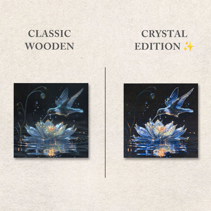 Blue Lotus Hummingbird – Crystal Edition