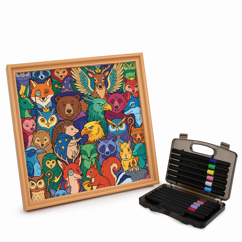 Enchanted Forest Friends - Wooden Coloring Puzzle