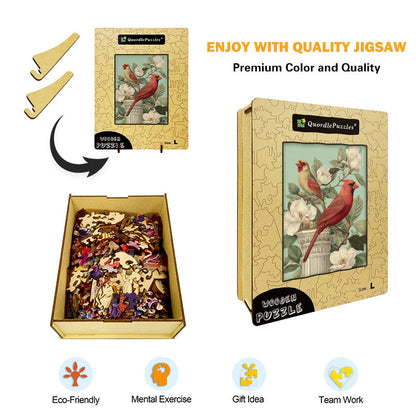 Perched Cardinals Wooden Jigsaw Puzzle