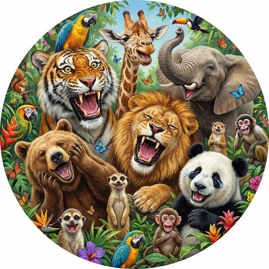 Wild Animal Celebration Wooden Jigsaw Puzzle