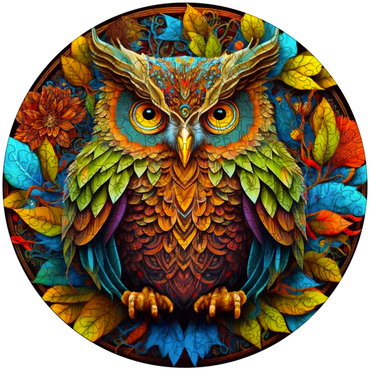 Mandala Owl Wooden Jigsaw Puzzle