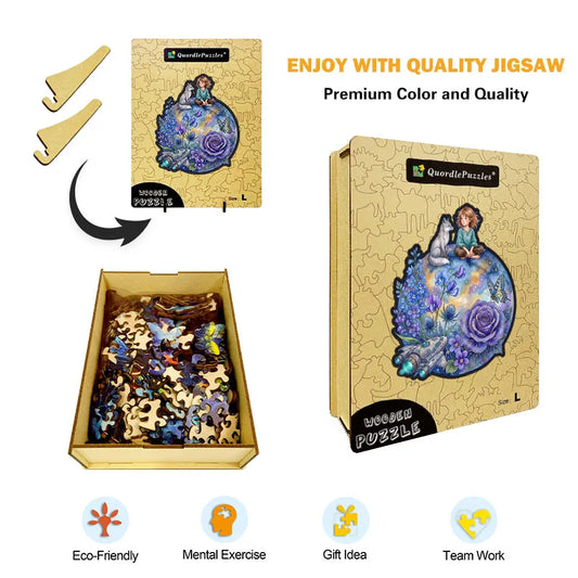 Whimsy Girl & Fox Wooden Puzzle
