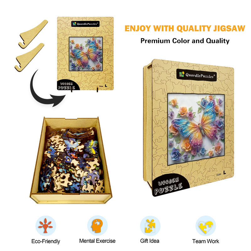 Crystal Rainbow Butterfly Wooden Jigsaw Puzzle