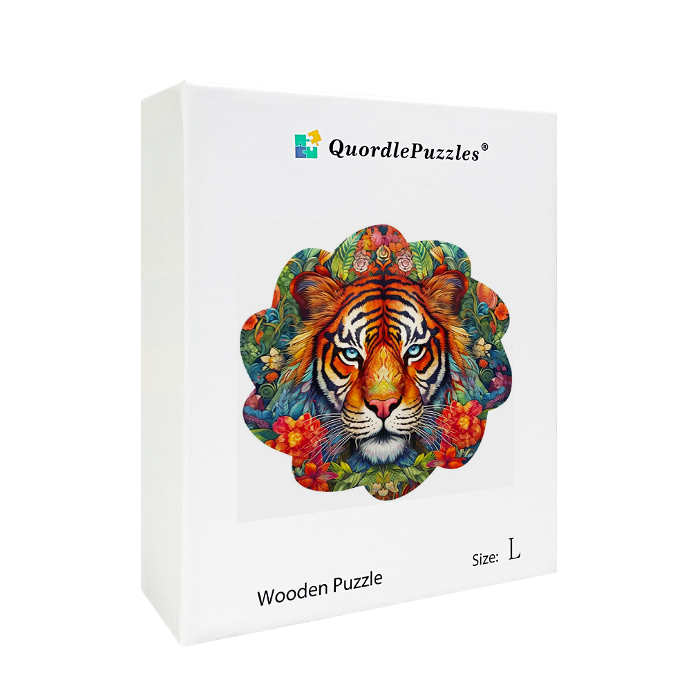 🔥LAST DAY 86% -Tiger With Flowers Wooden Jigsaw Puzzle