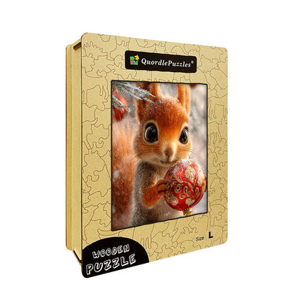 Squirrel with Ornament Wooden Jigsaw Puzzle