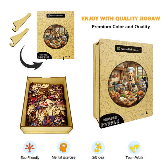 Chef Pets Cooking Wooden Jigsaw Puzzle