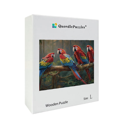 Tropical Paradise with Parrots Wooden Jigsaw Puzzle