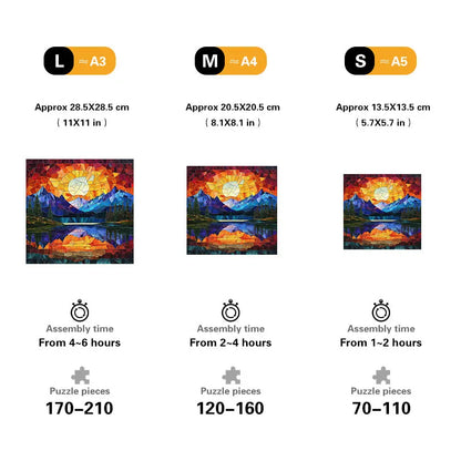 Stained Glass Sunrise Wooden Jigsaw Puzzle