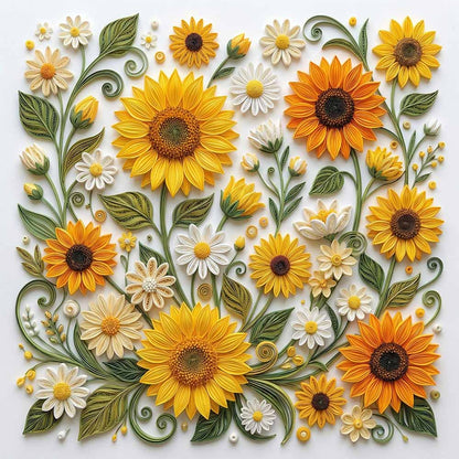 Sunlit Daisy & Sunflower Garden Wooden Jigsaw Puzzle