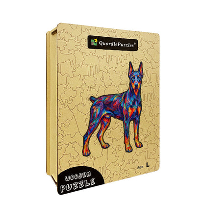 Vibrant Doberman Dog Wooden Puzzle