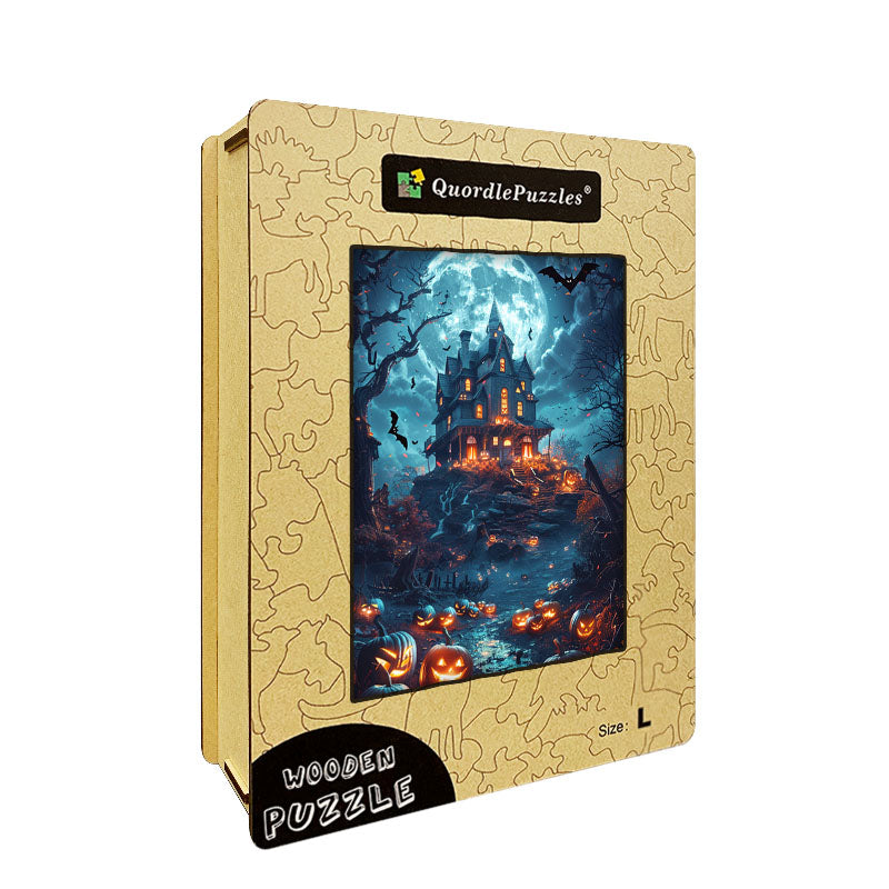 Halloween Haunted House Wooden Jigsaw Puzzle