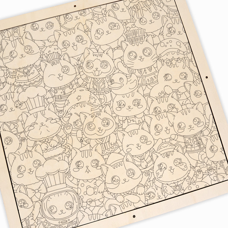 Fancy Cats- Wooden Coloring Puzzle