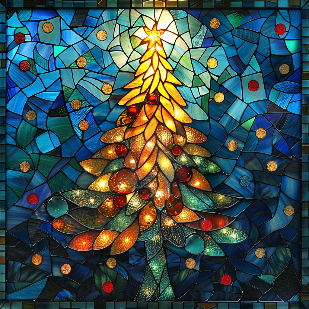 Stained Glass Tree Wooden Jigsaw Puzzle