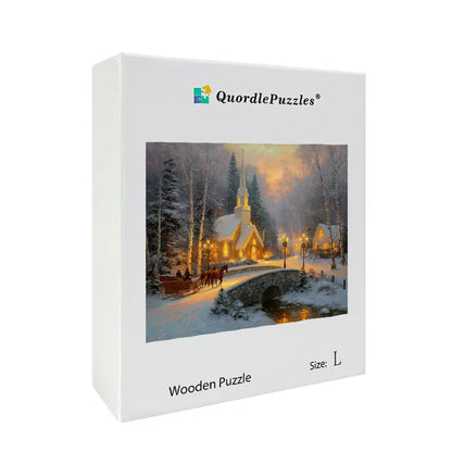 Winter Church Sleigh Wooden Jigsaw Puzzle