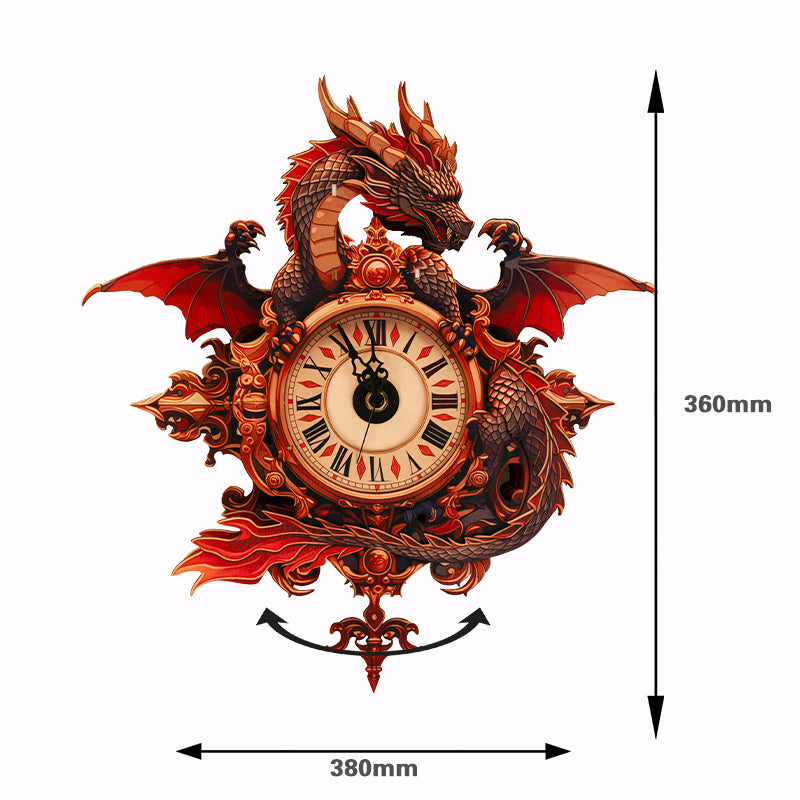 Dragon Flame Timepiece Wooden Clock Puzzle