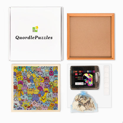 Little Monsters - Wooden Coloring Puzzle