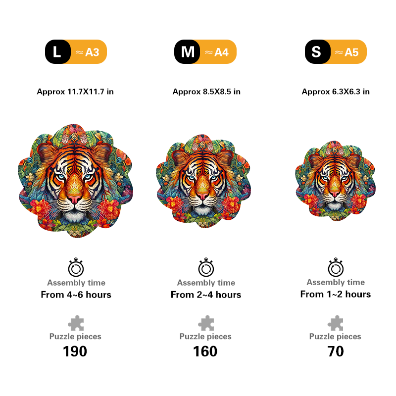 🔥LAST DAY 86% -Tiger With Flowers Wooden Jigsaw Puzzle