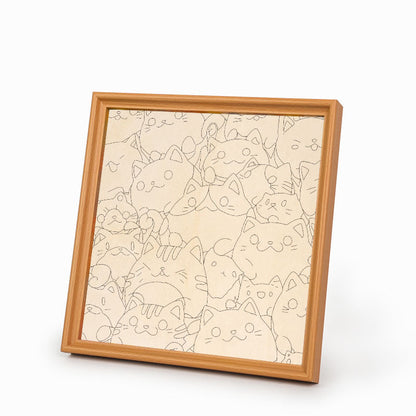 Round Little Kittens - Wooden Coloring Puzzle