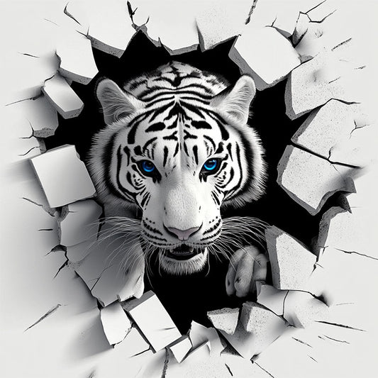 3D White Tiger Burst Wooden Jigsaw Puzzle