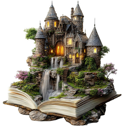 3D Castle by Waterfall Wooden Jigsaw Puzzle