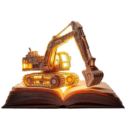 3D Excavator on Book Wooden Jigsaw Puzzle