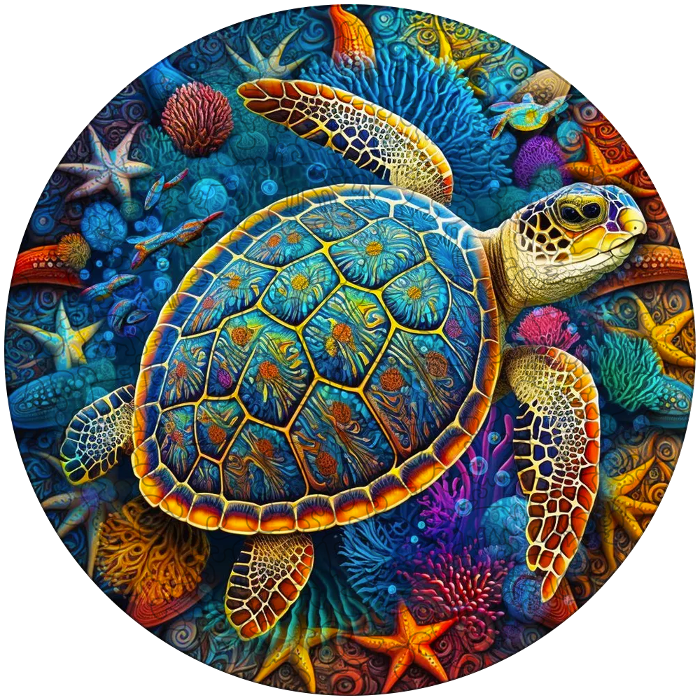 Sea Turtle watercolour Wooden Jigsaw Puzzle – Quordlepuzzles