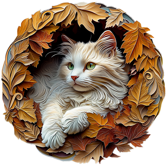 🔥LAST DAY 85% OFF - A Cat Surrounded by Autumn Leaves