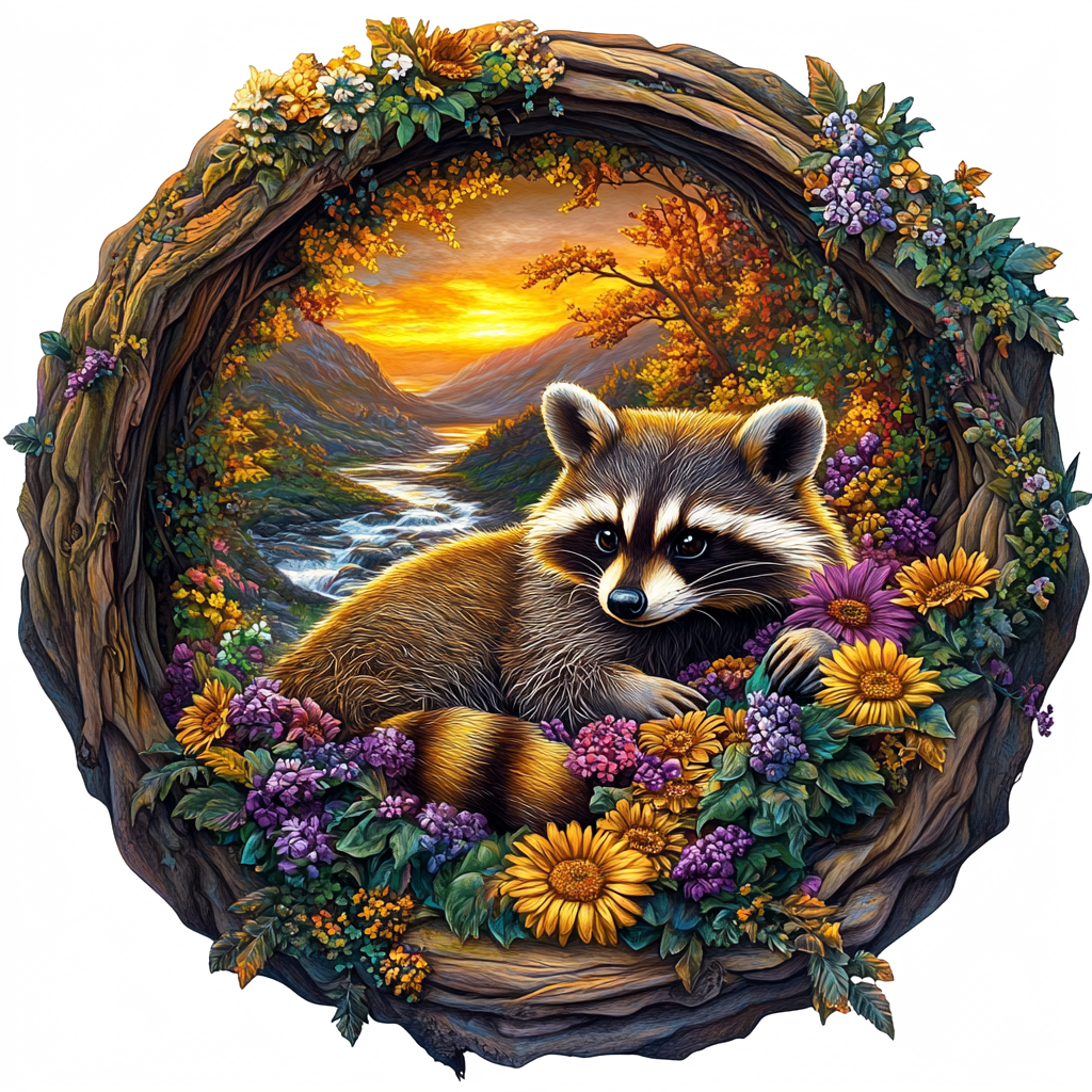 🔥LAST DAY 85% OFF - A Raccoon Amidst Colorful Flowers