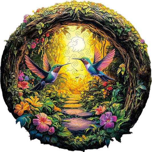 3D Hummingbirds in Bloom Wooden Jigsaw Puzzle