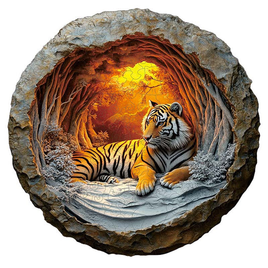 3D Tiger in the Cave Wooden Jigsaw Puzzle