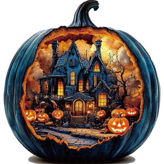 3D Haunted House Pumpkin Wooden Jigsaw Puzzle