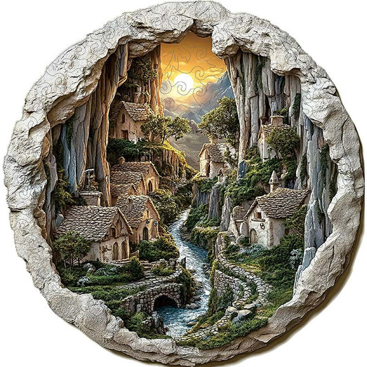 3D Mountain Village Wooden Jigsaw Puzzle