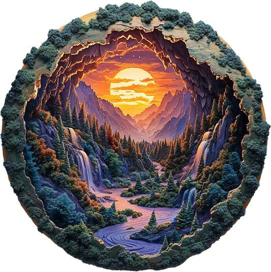 3D Sunset Canyon Wooden Jigsaw Puzzle