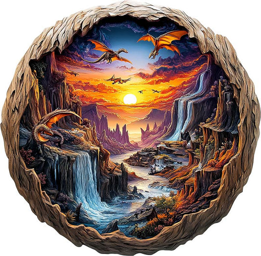 3D Dragon Sunset Wooden Jigsaw Puzzle