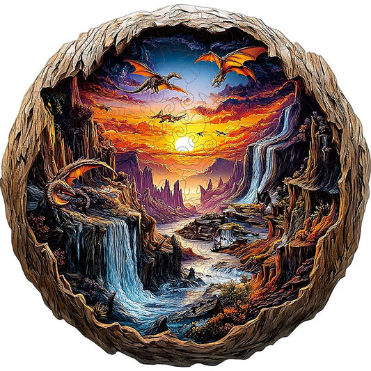 3D Dragon Sunset Wooden Jigsaw Puzzle