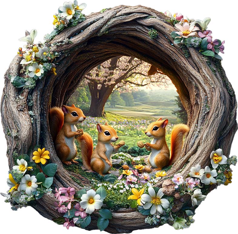 3D Squirrel in Spring Wooden Jigsaw Puzzle