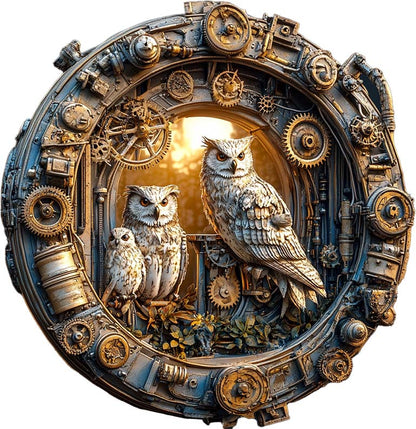 3D Steampunk Owls Wooden Jigsaw Puzzle