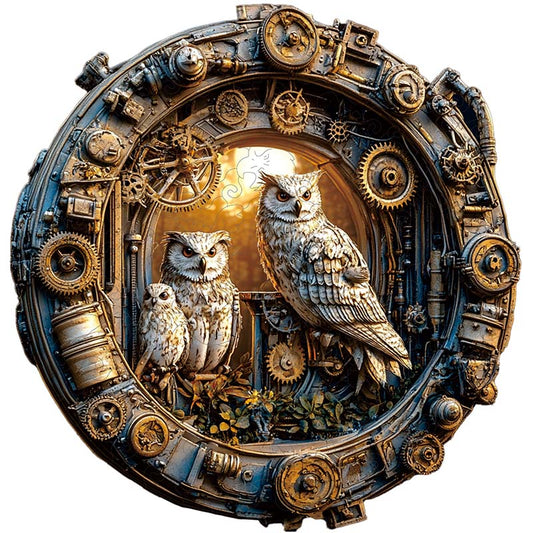 3D Steampunk Owls Wooden Jigsaw Puzzle