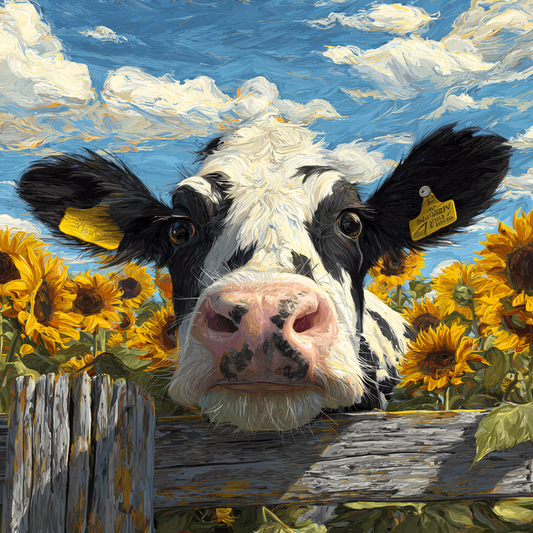Cow in Sunflowers Wooden Jigsaw Puzzle