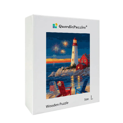 Patriotic Beach Wooden Jigsaw Puzzle